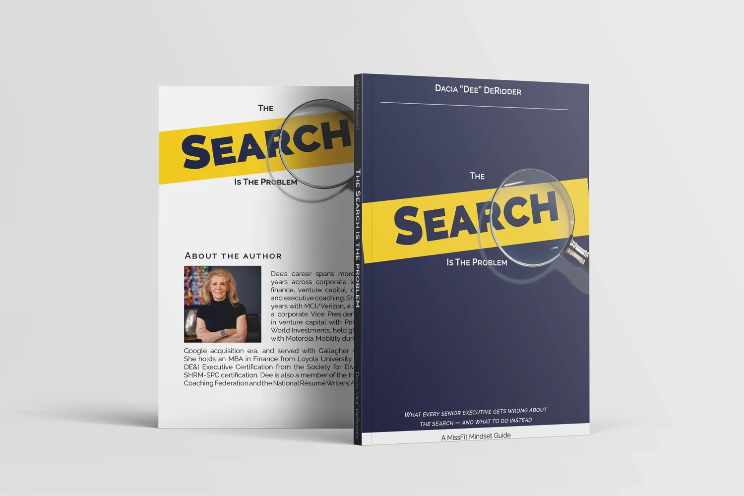 The Search Is the Problem, front cover and back cover with Dee&rsquo;s author biography